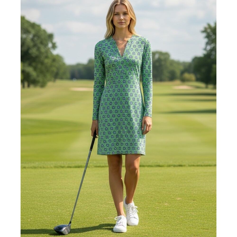 IBKUL Camille Long Sleeve Aqua 1/4 Zip Tennis Golf Pickleball Hiking UPF Sz XS
